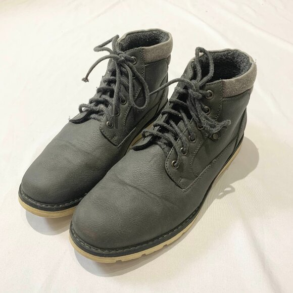 B&B Softmoc Men's Size 9 Gray Boots High Top Lace Up Shoes Faux Leather - Picture 1 of 8